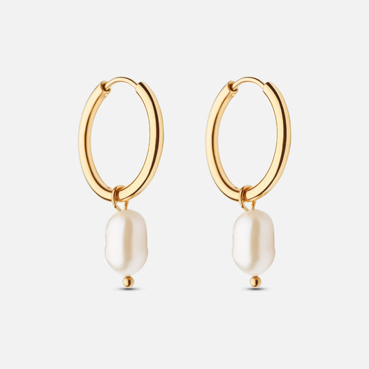 Pearl Hoops Freshwater pearls 18K Gold Plated