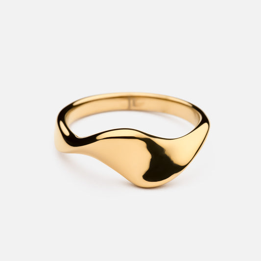 Sun Signed Round Ring 18K Gold Plated