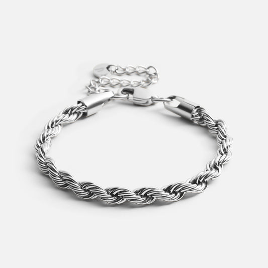 Twisted Rope bracelets Silver Colored 5mm