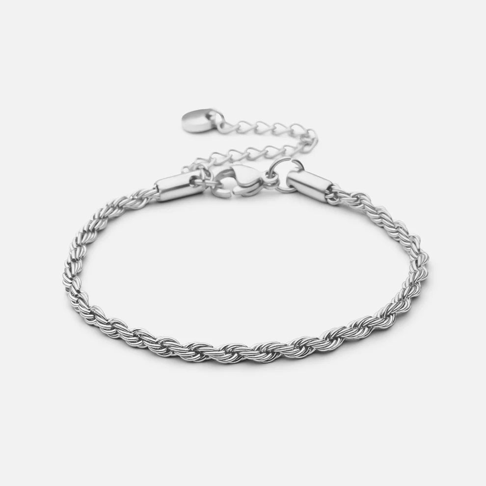 Twisted Rope Armbånd Sølvfarvet 3mm - Josephine Nord