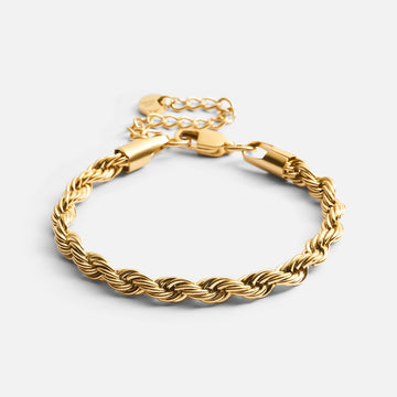 Twisted Rope armbånd 18k guldbelagt 5mm - Josephine Nord