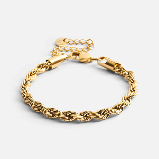 Twisted Rope bracelets 18K Gold Plated 5mm