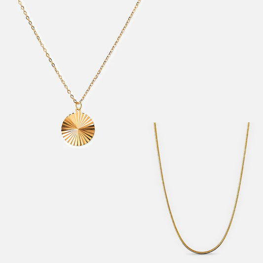 Round Snake + Round Sun Necklace