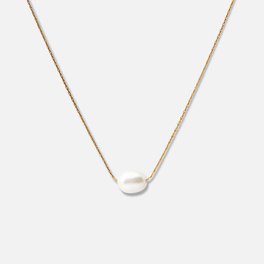 Single Pearl Necklace Freshwater Pearls 18K Gold Plated