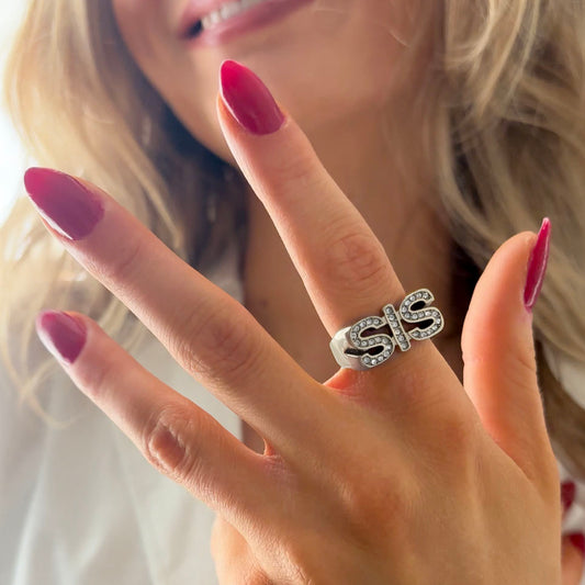 SIS Zircon Ring Silver Colored