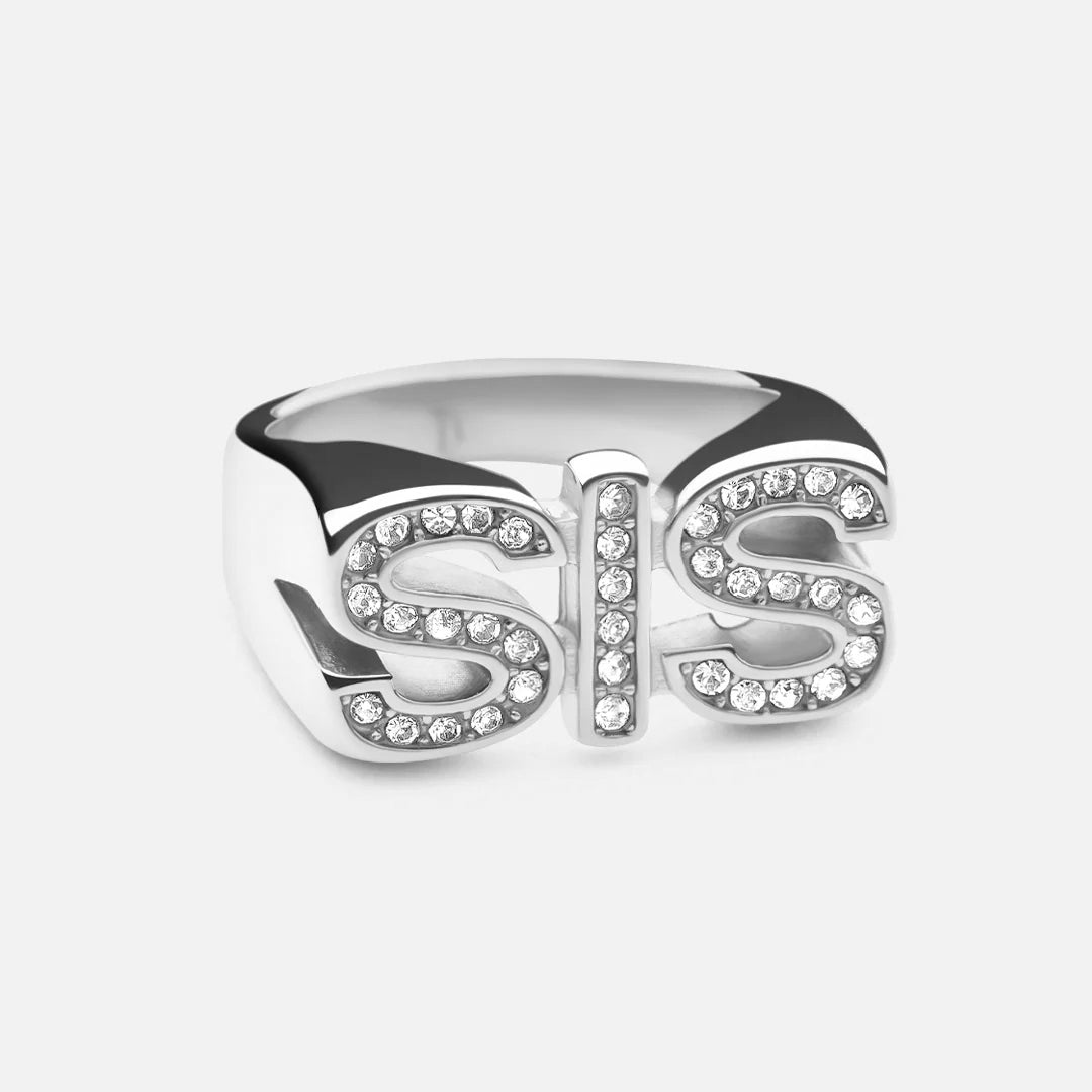 SIS Zircon Ring Silver Colored