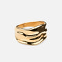 Wide Hammered Band Ring 18K Gold Plated