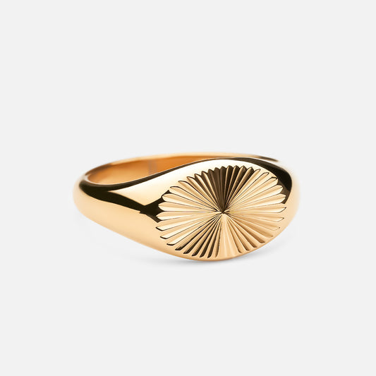 Sun Signet Wide Ring 18K Gold Plated