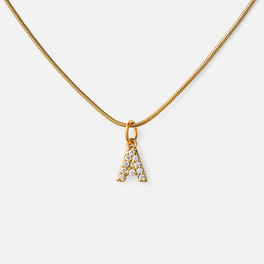 Letter zircon necklace 18K Gold Plated