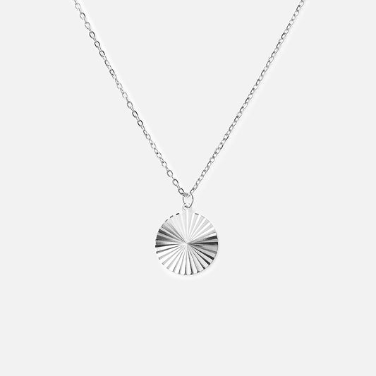 Sun necklace round Silver Colored