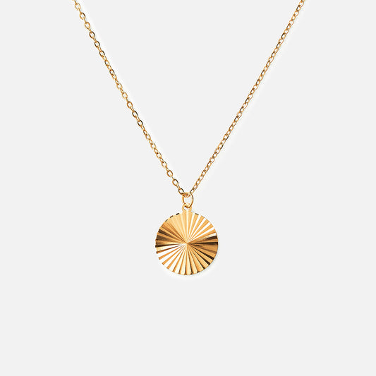 Sun necklace round 18K Gold Plated
