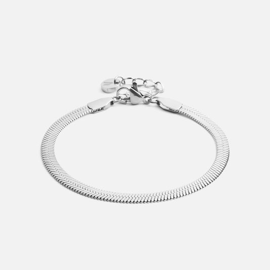 Flat snake bracelet Silver Colored 4mm