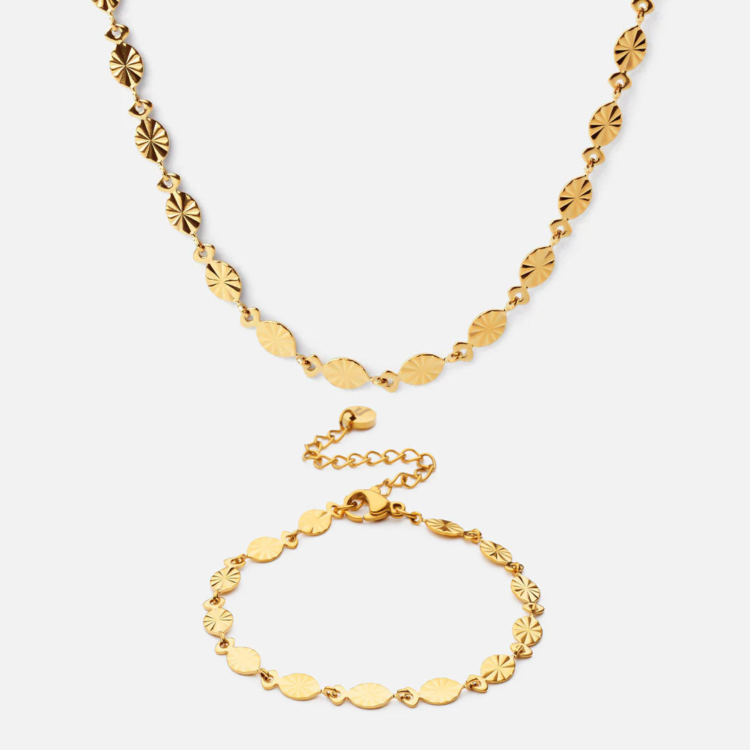 Sunset Necklace + bracelet 18K Gold Plated