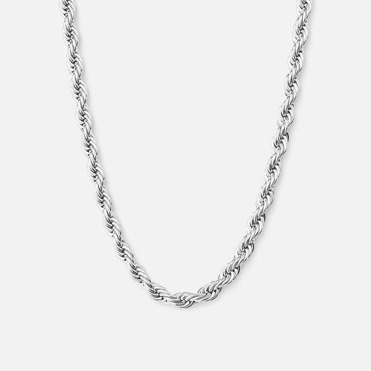 Twisted Rope necklace Silver Colored 4mm