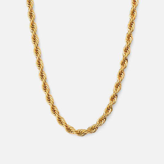 Twisted Rope necklace 18K Gold Plated 4mm