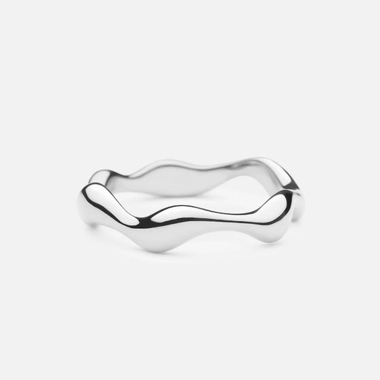 Wave Ring Silver Colored