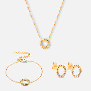 Twisted White Zircon Set 18k Forgylt